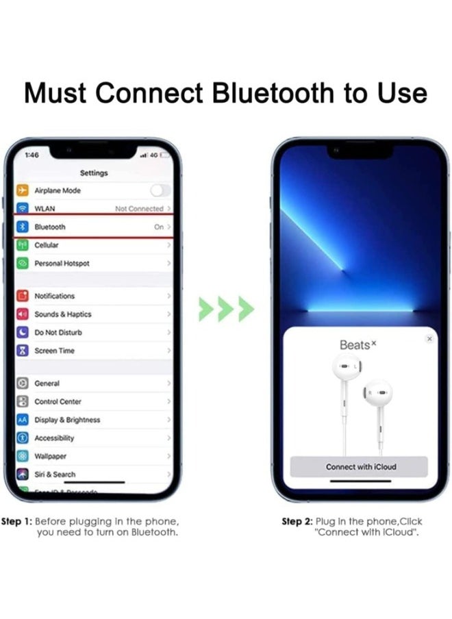 Generic - Wired Earphones with Lightning Connector Mobile Specifications, (Built-in Microphone and Volume Control) Compatible 14/13/12/SE/11/XR/XS/X/8/7 - All Mobile Devices, In-Ear White XC60 - Image 1