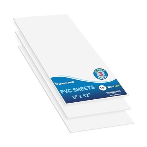 Mega Format Expanded PVC Plastic Sheets - 6" X 12" Rigid White Sheet for Crafts, Signage, & Displays - Sintra, Celtec PVC Board - Waterproof for Outdoors Use - 1/8" 3mm Thick - 3-Pk-White - Image 1