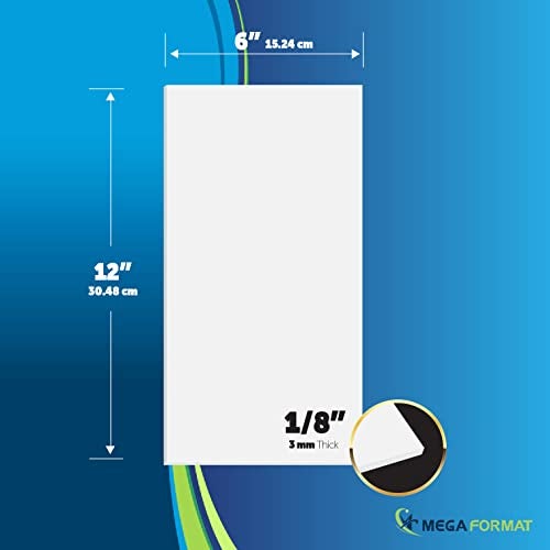 Mega Format Expanded PVC Plastic Sheets - 6" X 12" Rigid White Sheet for Crafts, Signage, & Displays - Sintra, Celtec PVC Board - Waterproof for Outdoors Use - 1/8" 3mm Thick - 3-Pk-White - Image 2