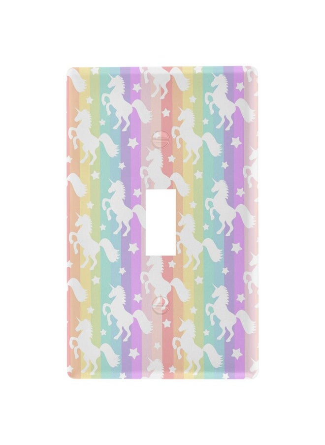 Pfrewn Magic Rainbow Unicorn Horse Duplex Receptacle Outlet Cover Wall Plate Switch Plates Size 1 Gang 2.9" X 4.6" Kids Decorative Nursery Teen Toddler Room Bedroom Bathroom Decor  - Image 4