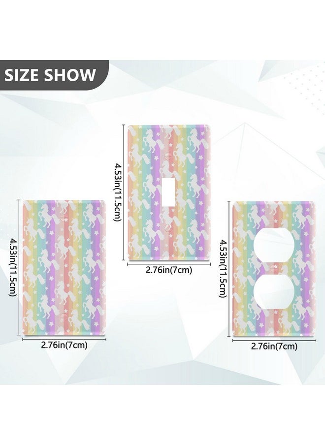 Pfrewn Magic Rainbow Unicorn Horse Duplex Receptacle Outlet Cover Wall Plate Switch Plates Size 1 Gang 2.9" X 4.6" Kids Decorative Nursery Teen Toddler Room Bedroom Bathroom Decor  - Image 5
