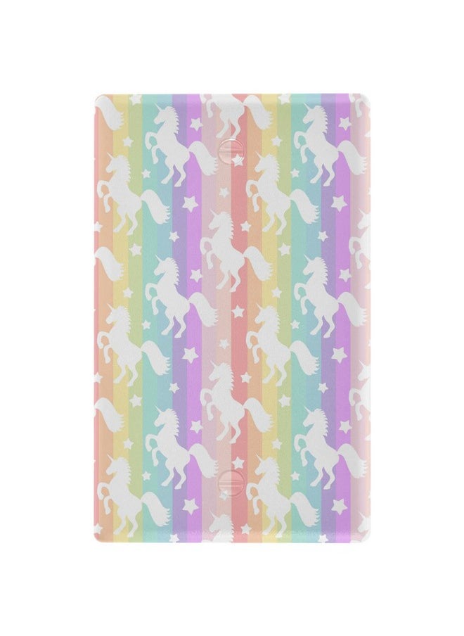Pfrewn Magic Rainbow Unicorn Horse Duplex Receptacle Outlet Cover Wall Plate Switch Plates Size 1 Gang 2.9" X 4.6" Kids Decorative Nursery Teen Toddler Room Bedroom Bathroom Decor  - Image 3
