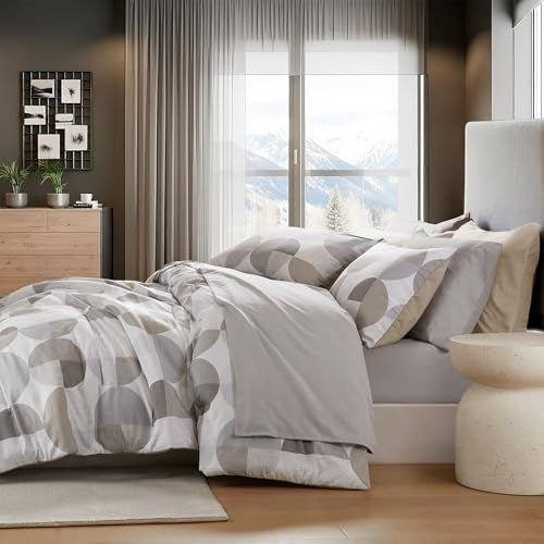 Regency Heights Stylish Three-Tone Printed King Size Comforter Set, Bed in a Bag 9-piece Bedding Set, Ultra-Soft Microfiber Comforter and Sheets Set, Warm and Cozy for All Seasons, Beige Grey - Image 3