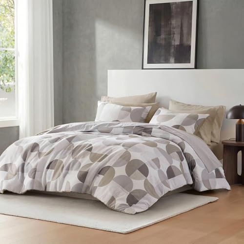 Regency Heights Stylish Three-Tone Printed King Size Comforter Set, Bed in a Bag 9-piece Bedding Set, Ultra-Soft Microfiber Comforter and Sheets Set, Warm and Cozy for All Seasons, Beige Grey - Image 2