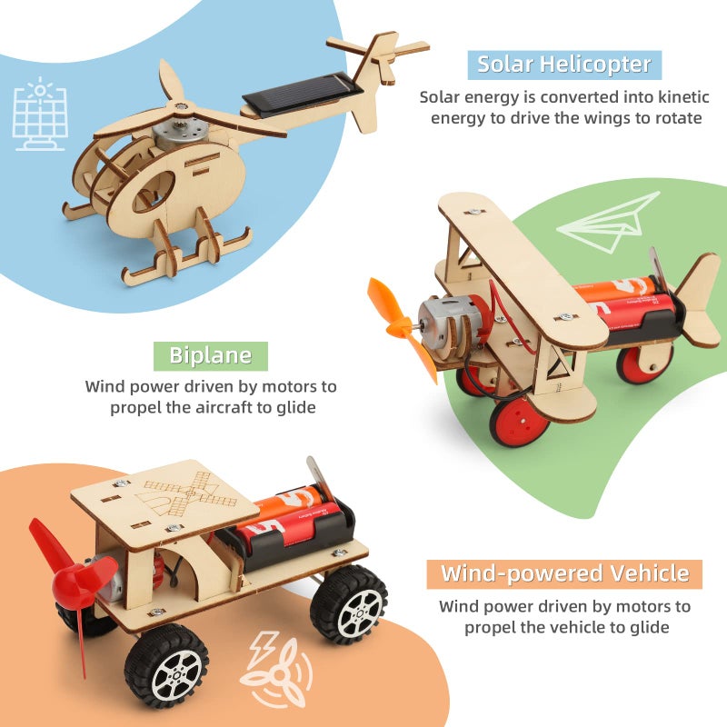 Yutin STEM Kits for Kids Age 8-10 10-12, 6 Set Wood Building Projects Crafts Science Model Car Kits for Kids Age 8-12 5-7, Wooden 3D Puzzles, STEM Toys for Boys 7 8 9 10 12 13 Year Old Birthday Gifts - Image 4