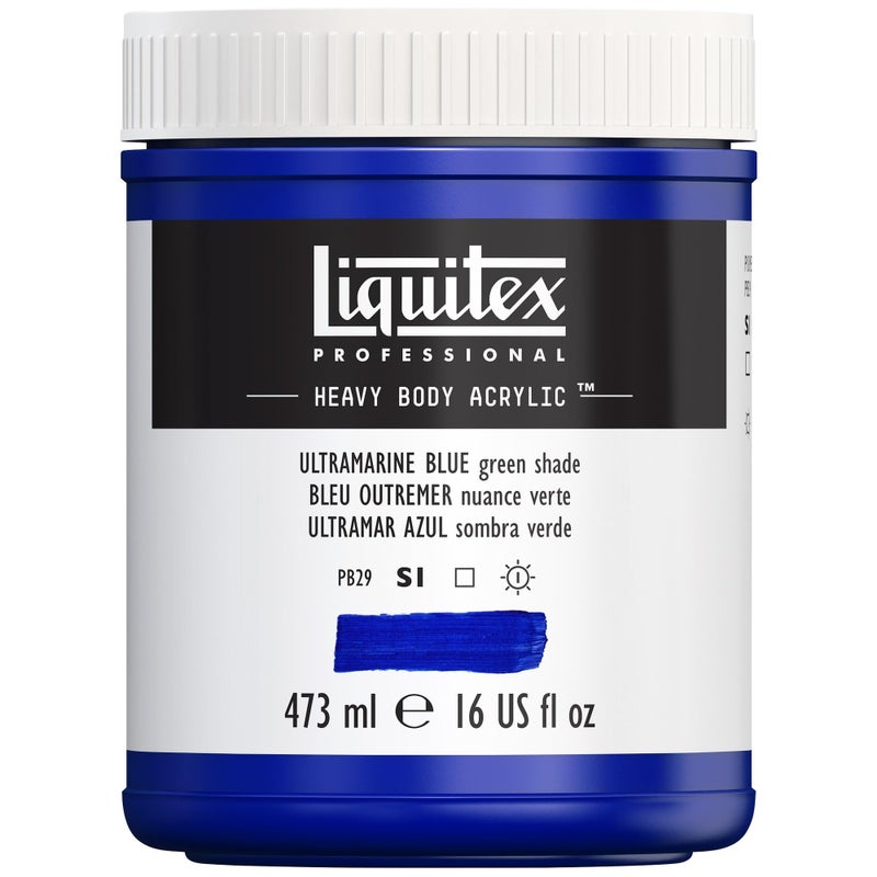 Liquitex Professional Heavy Body Acrylic Paint 16oz 473ml Pot Ultramarine Blue Green Shade - Image 2