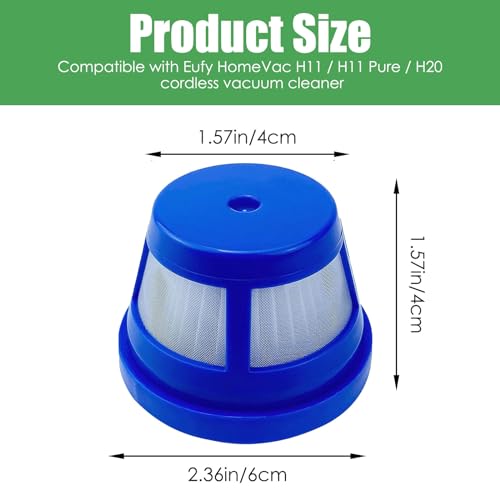 MZY LLC 4 Pack HEPA Vacuum Filter for Eufy HomeVac H11 / H11 Pure / H20 Cordless Handheld Vacuum Cleaner, Washable Filter Replacement for Eufy H11 & H20 - Image 2