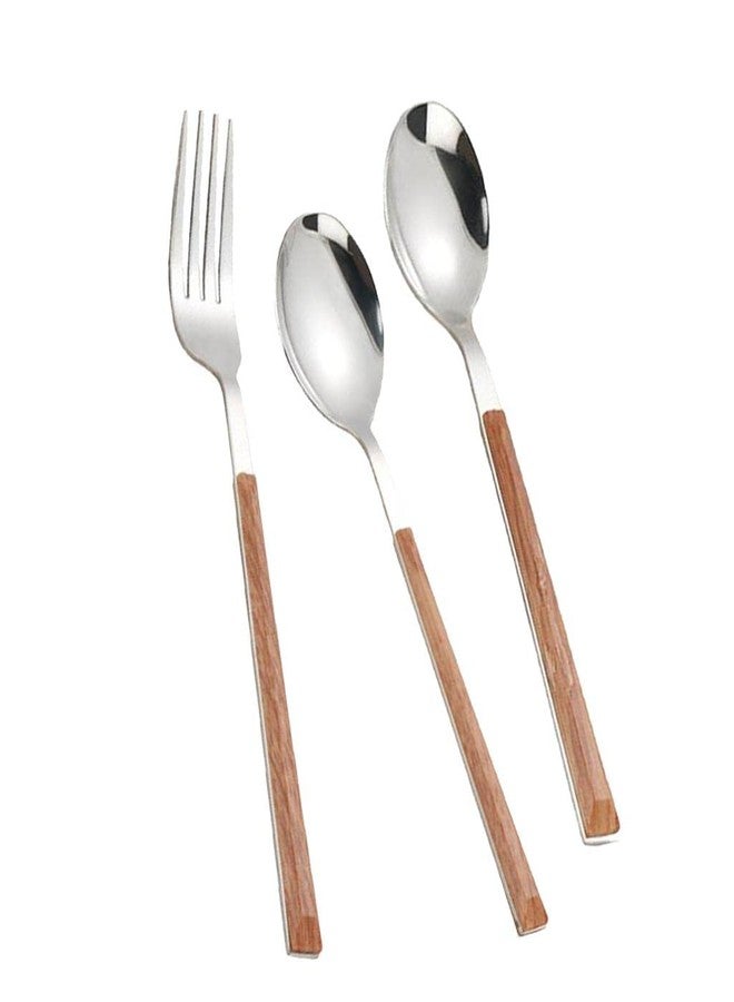 IVELECT Stainless Steel Flatware Western Tableware with Wooden Handle Big Spoon - Image 3