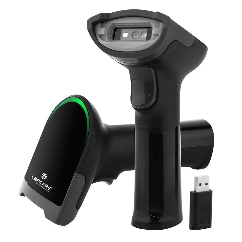 Lapcare 2D Wireless 2.4G+ Bluetooth Barcode Scanner BIS Approved, Handheld 2 D Type C Charging Barcode Reader Optical Laser High Speed for POS System Supermarket,Upto 50M Range,1400Mah Battery - Image 1