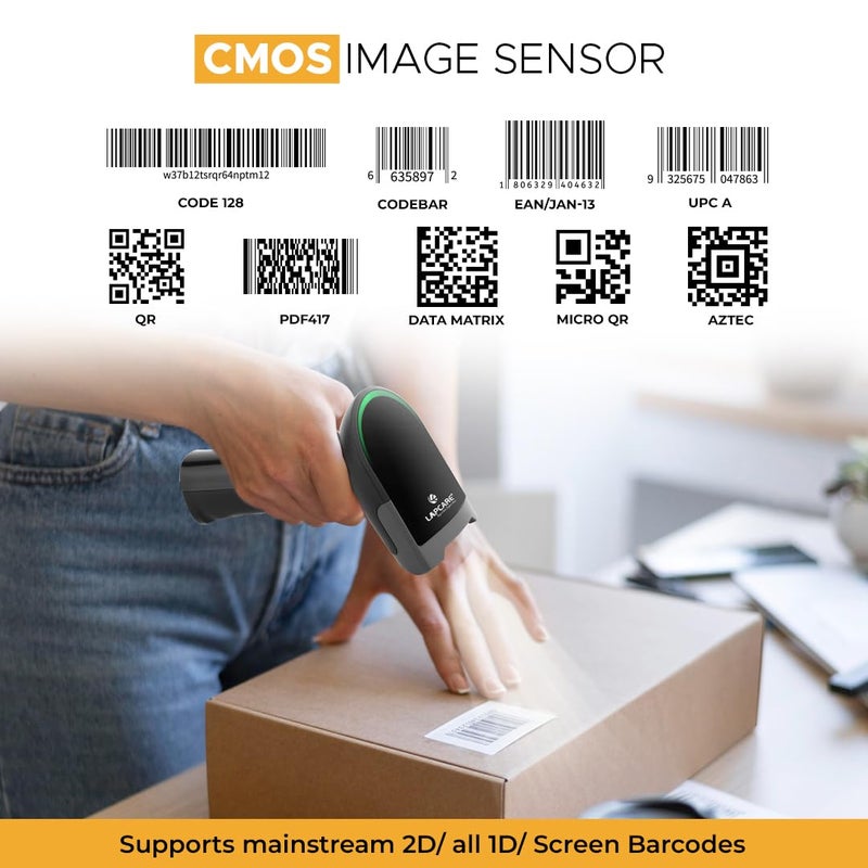 Lapcare 2D Wireless 2.4G+ Bluetooth Barcode Scanner BIS Approved, Handheld 2 D Type C Charging Barcode Reader Optical Laser High Speed for POS System Supermarket,Upto 50M Range,1400Mah Battery - Image 2