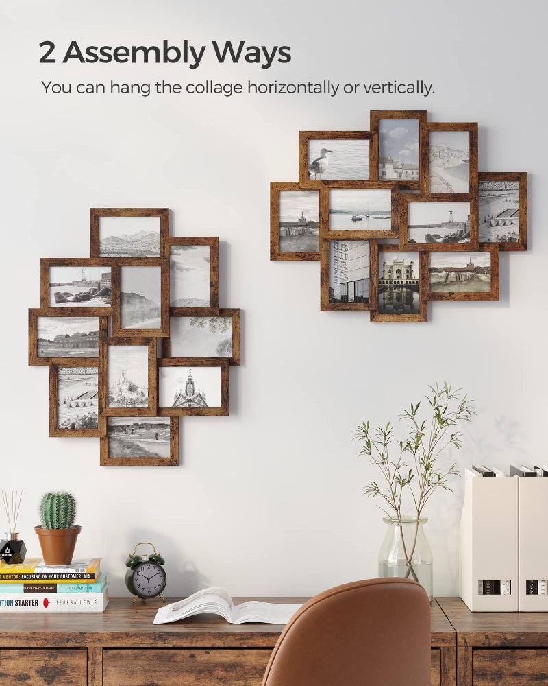SONGMICS SONGMICS Collage Picture Frames  4x6 Picture Frames Collage for Wall Decor  10 Pack Photo Collage Frame for Gallery  Multi Family Picture Frame Set  Glass Front  Assembly Required  Rustic Brown  - Image 2