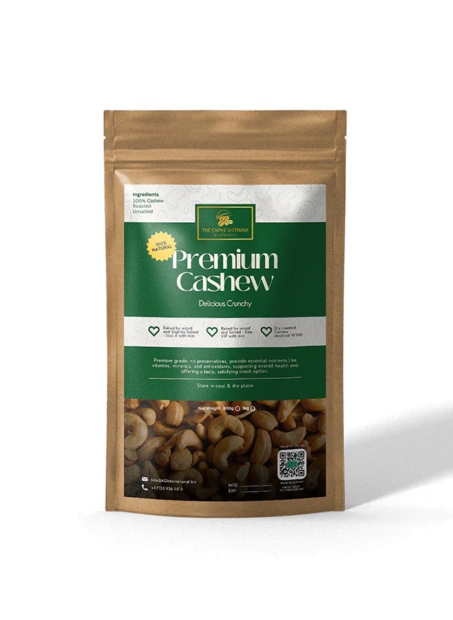 The Caphe Vietnam Premium Cashew Nuts - 500 G | Roasted Cashew | Unsalted & Skinless | Raw W240 | Vietnamese Cashew, Ready To Eat Nuts  - Image 1