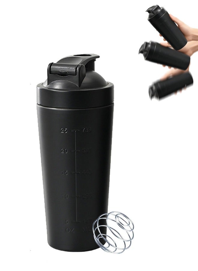 Shaker Bottle with Wire Whisk, Protein Shaker Bottle for Protein Mixes, Stainless Steel Shaker Bottle, Metal Shaker Bottle,Large Shaker Bottle 750ml - Image 1