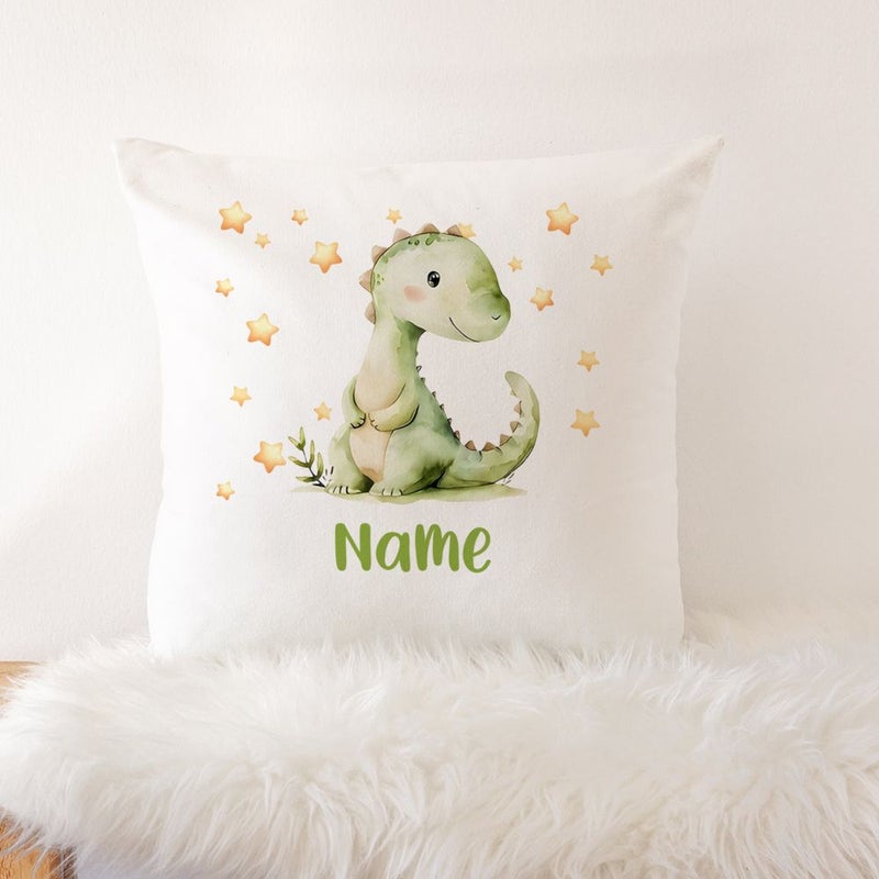 Customized Dinosaur Themed Pillowcase With Name Zipper Closure 45x45 CM Polyester Modern Nursery Baby Shower Gift - Image 5