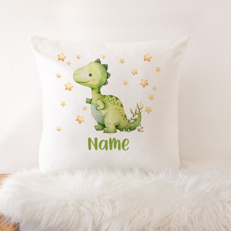 Customized Dinosaur Themed Pillowcase With Name Zipper Closure 45x45 CM Polyester Modern Nursery Baby Shower Gift - Image 4