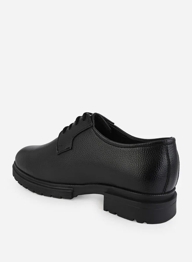 Styli Styli Textured Faux Leather Lace Up Oxford Shoes