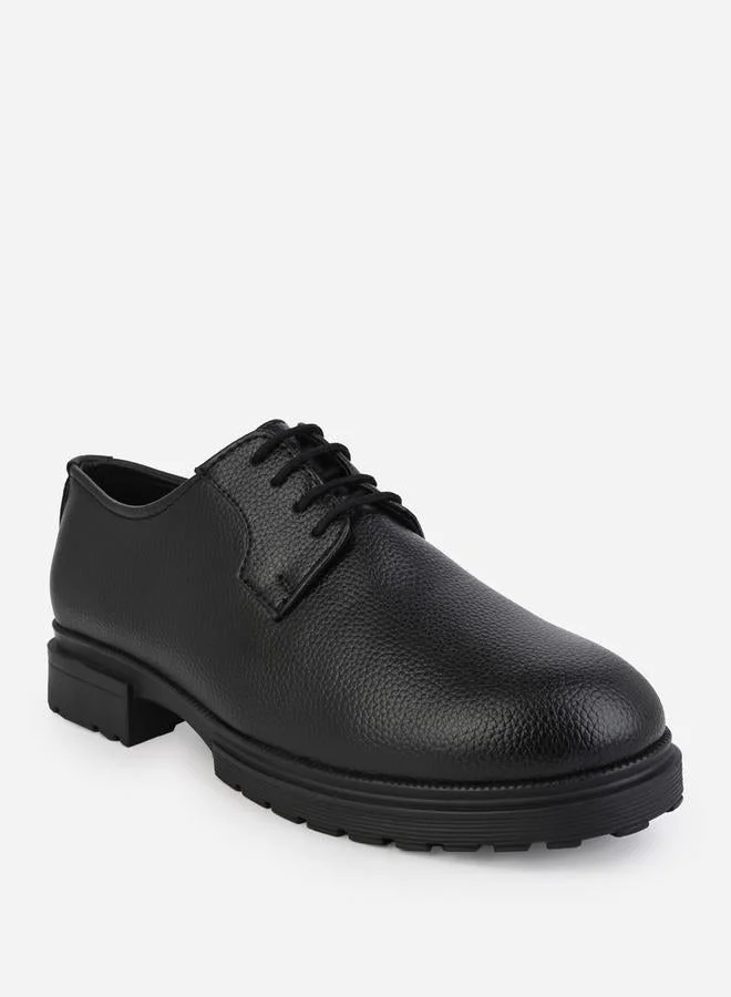 Styli Styli Textured Faux Leather Lace Up Oxford Shoes