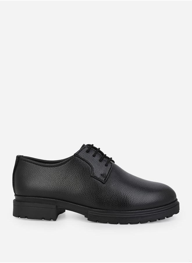 Styli Textured Faux Leather Lace Up Oxford Shoes  - Image 3