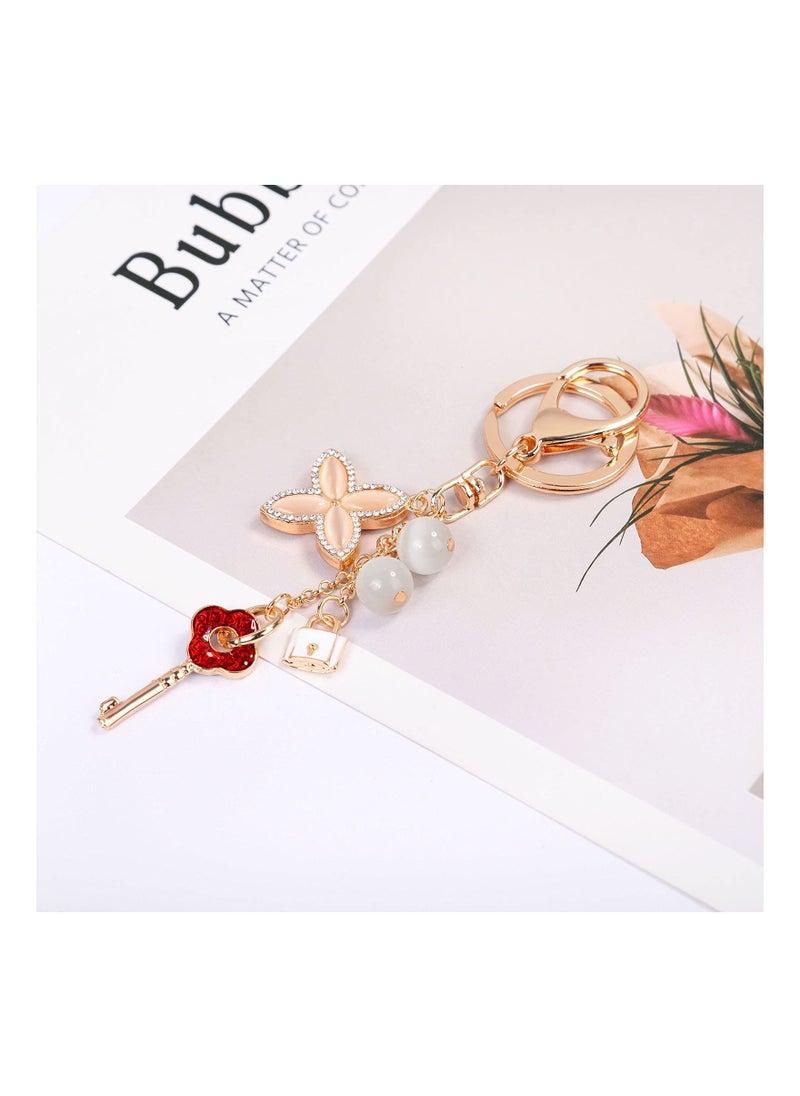 Excefore Keychain Four Leaf Clover Car Purse Bag Pendant Charms Handbags Backpack for Women  - Image 2