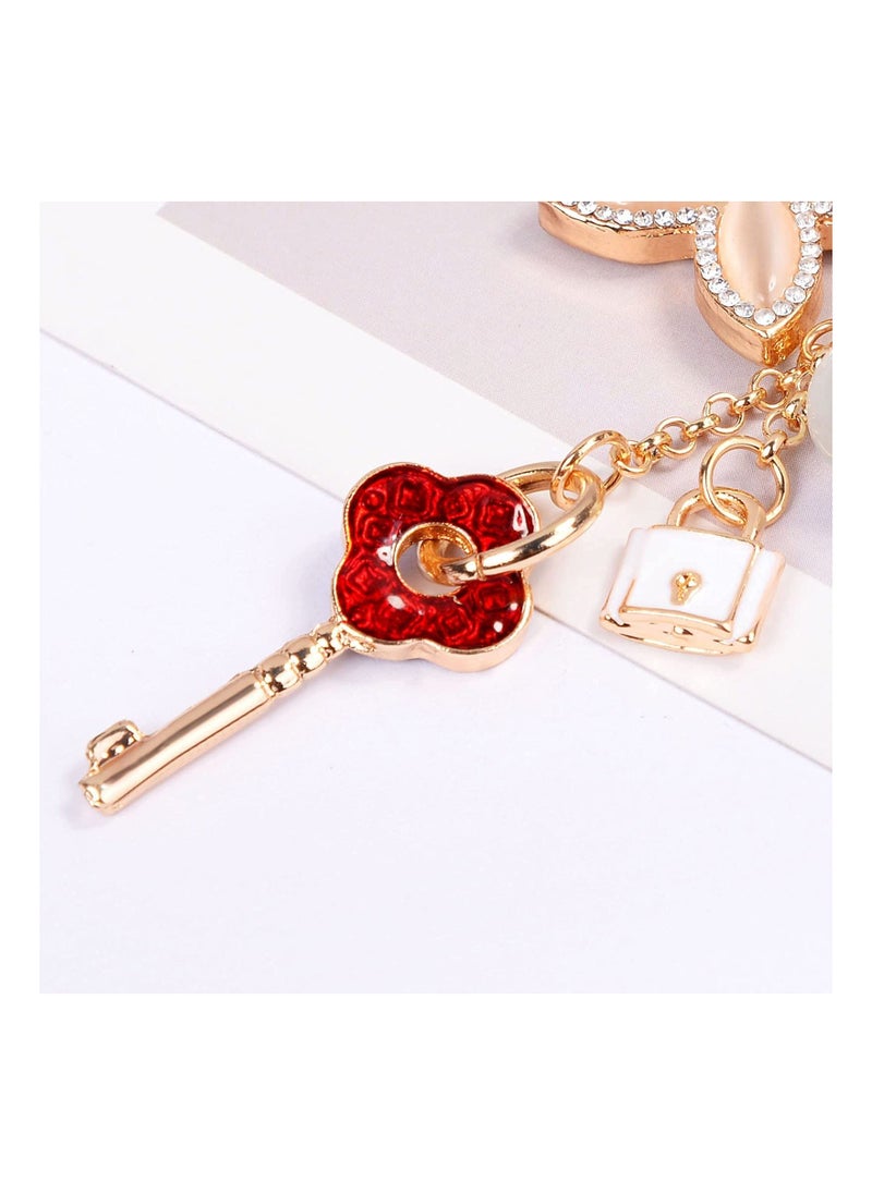 Excefore Keychain Four Leaf Clover Car Purse Bag Pendant Charms Handbags Backpack for Women  - Image 4