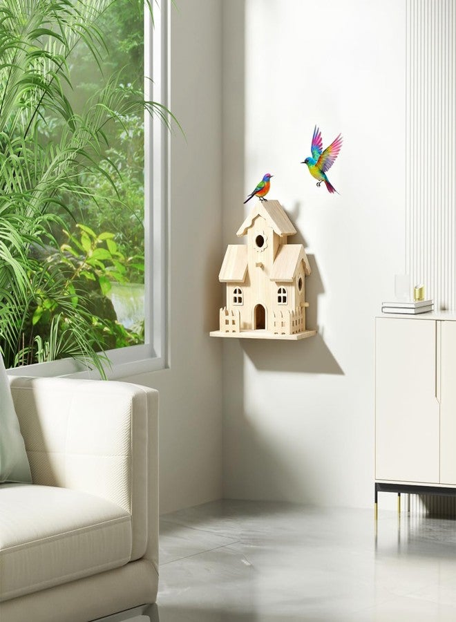 balacoo Wooden Bird Nest Hanging House Unpainted Solid Wood Birdhouse for Garden Patio Indoor Outdoor Decor Suitable for Small Birds and Pets - Image 2