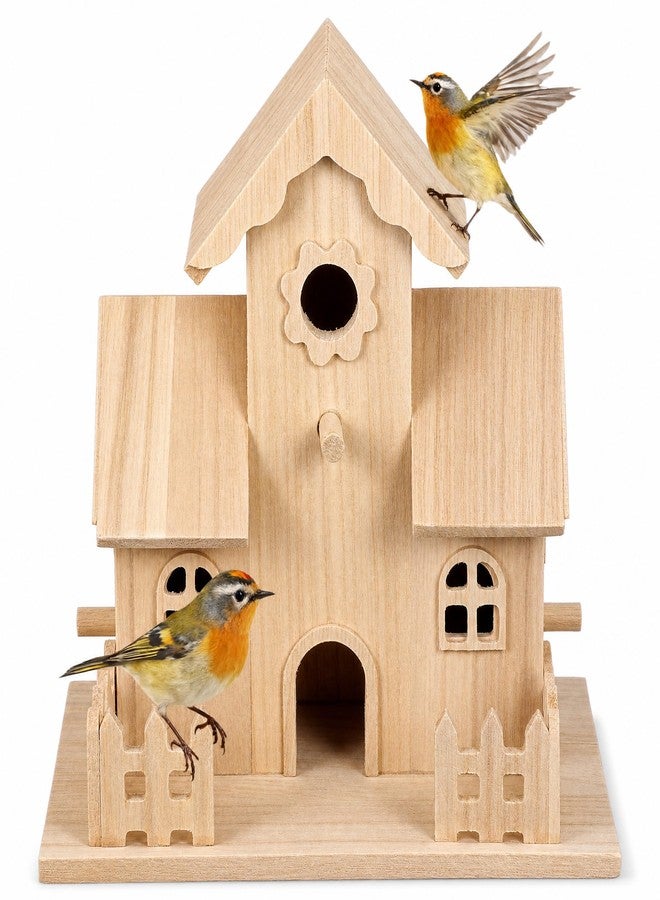 balacoo Wooden Bird Nest Hanging House Unpainted Solid Wood Birdhouse for Garden Patio Indoor Outdoor Decor Suitable for Small Birds and Pets - Image 1