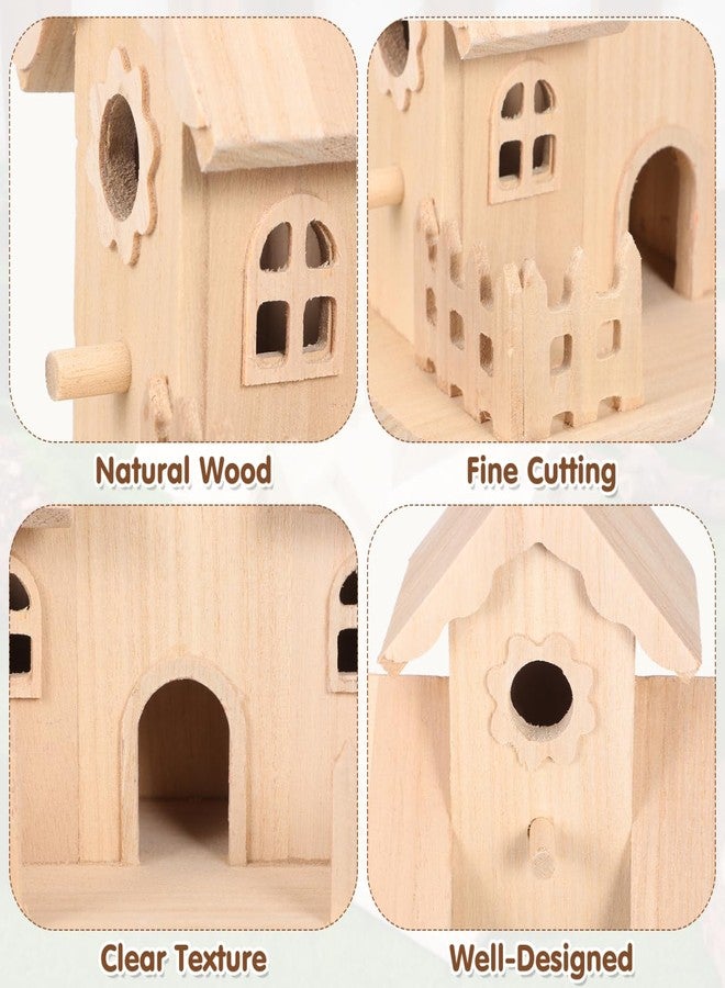 balacoo Wooden Bird Nest Hanging House Unpainted Solid Wood Birdhouse for Garden Patio Indoor Outdoor Decor Suitable for Small Birds and Pets - Image 5