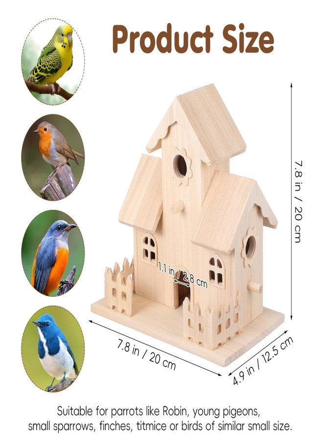 balacoo Wooden Bird Nest Hanging House Unpainted Solid Wood Birdhouse for Garden Patio Indoor Outdoor Decor Suitable for Small Birds and Pets - Image 4