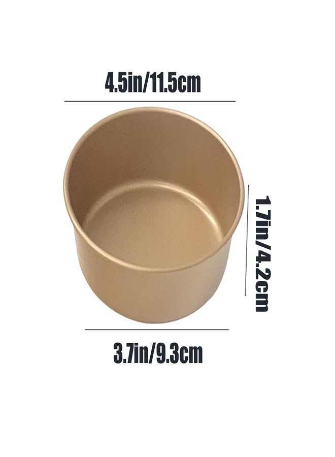 MGGi 4 Inch Nonstick Hamburger Bun Mold, 4 Pcs Mini Cake Pans for Baking, Carbon Steel Reusable Small Air Fryer Cake Baking Mold Bakeware for Hamburger,Kugelhopf,Jumbo Muffin,Mini Pie - Gold - Image 3