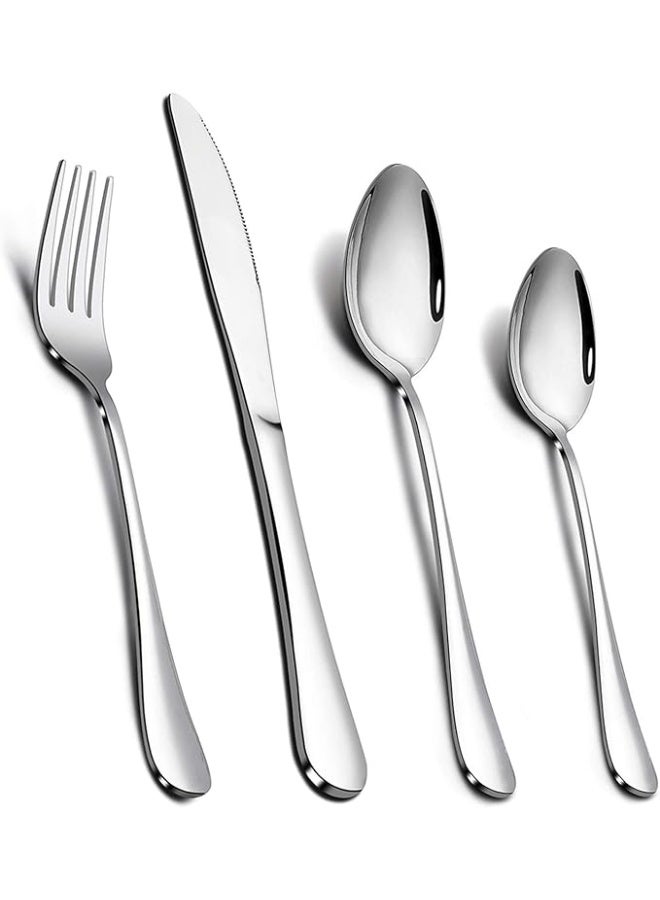 SOL Cutlery Set, Onader Stainless Steel 24 Piece Cutlery Set for 6 People, Flatware Silverware Set with Knife Fork Spoon, Elegant Tableware for Daily Use/Christmas, Mirror Finished. Dishwasher Safe - Image 1
