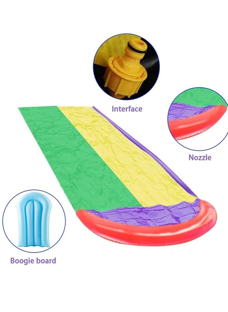 SYOSI - Slip and Slide for Kids, Water 16Ft Double Racing Lane Splash Pool with Two Boogie Boards Crash Pad,Summer Outdoor Slides Kids Backyard Sprinkler - Image 1