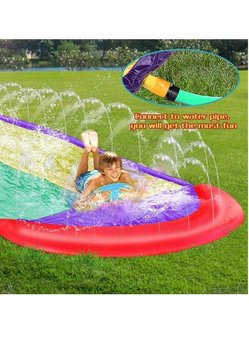 SYOSI - Slip and Slide for Kids, Water 16Ft Double Racing Lane Splash Pool with Two Boogie Boards Crash Pad,Summer Outdoor Slides Kids Backyard Sprinkler - Image 1