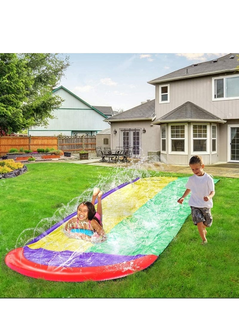 SYOSI - Slip and Slide for Kids, Water 16Ft Double Racing Lane Splash Pool with Two Boogie Boards Crash Pad,Summer Outdoor Slides Kids Backyard Sprinkler - Image 1