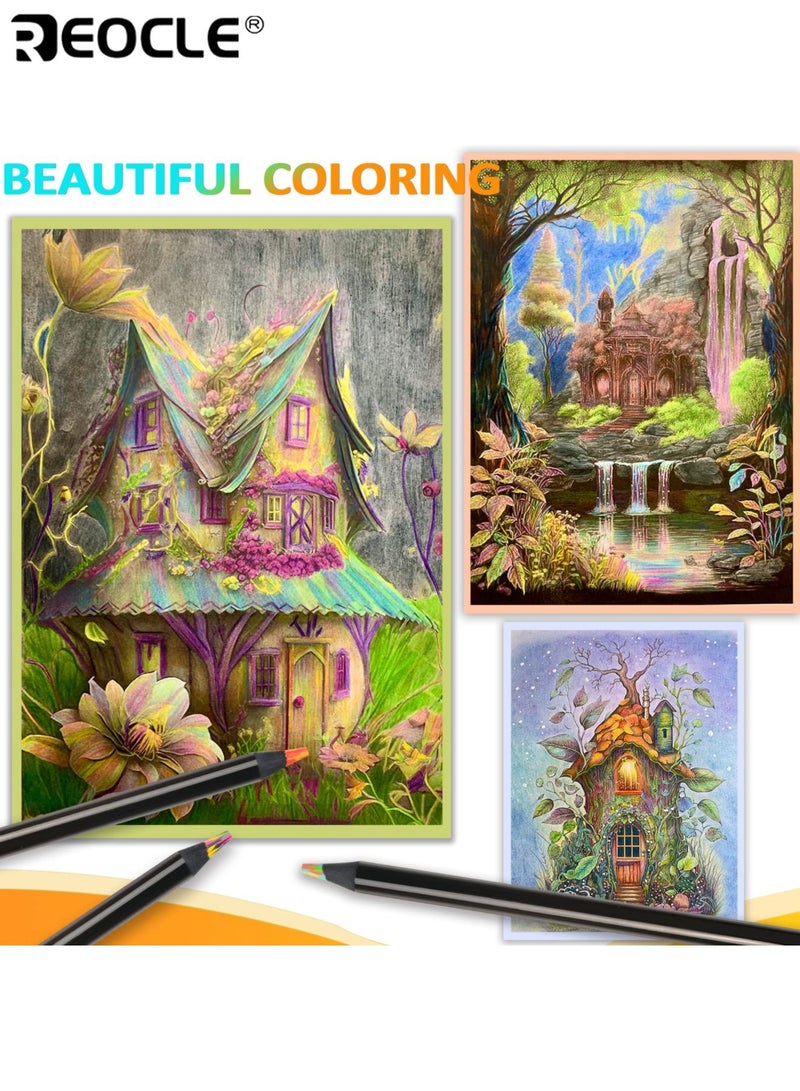 ريوكل 12 قلم رصاص متدرج اللون بتصميم خشبي نابض بالحياة - أقلام فنية احترافية بنواة متوسطة للرسم للكبار والكتابة الفنية - Image 4