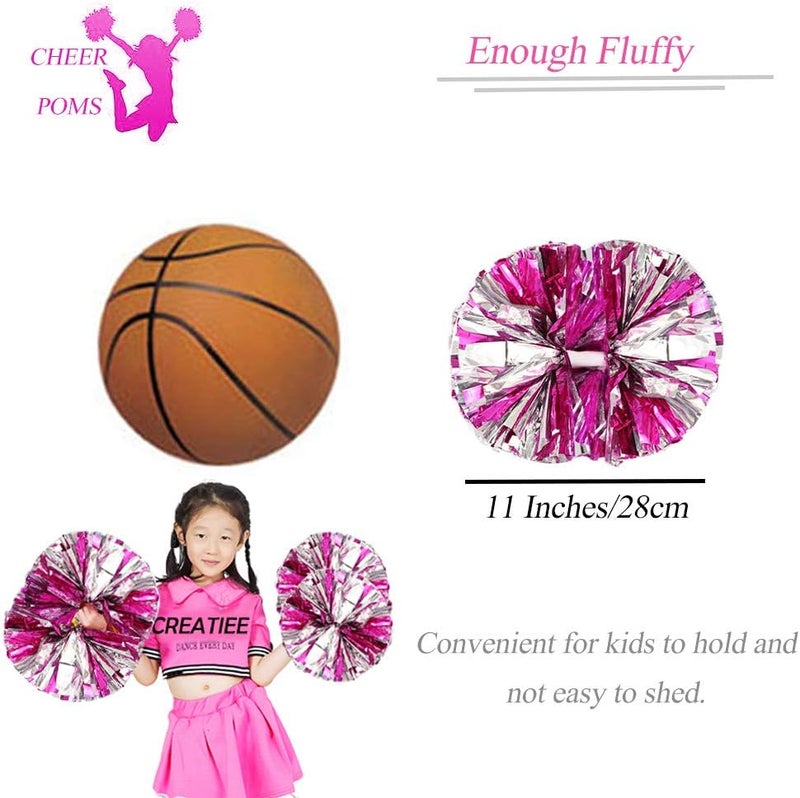 CREATIEE-PRO 4Pcs Metallic Cheerleading Pom Poms, Creatiee 2 Pair Cheerleader Cheering Squad Pompoms for School Sports Dance Games Team Spirit Cheer - Image 3