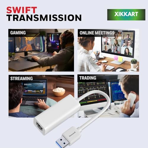 XIKKART High-Speed USB 2.0 to RJ45 Gigabit Ethernet Adapter, 10/100 MBPS Network LAN Speed, for Laptop, Desktop, Gaming Console, Ultrabook, Chromebook, Plug & Play, (USB to RJ45 Adapter) - Image 4