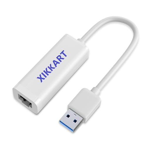 XIKKART High-Speed USB 2.0 to RJ45 Gigabit Ethernet Adapter, 10/100 MBPS Network LAN Speed, for Laptop, Desktop, Gaming Console, Ultrabook, Chromebook, Plug & Play, (USB to RJ45 Adapter) - Image 1