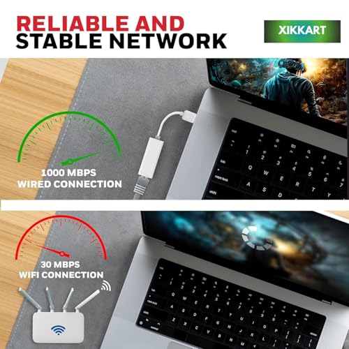 XIKKART High-Speed USB 2.0 to RJ45 Gigabit Ethernet Adapter, 10/100 MBPS Network LAN Speed, for Laptop, Desktop, Gaming Console, Ultrabook, Chromebook, Plug & Play, (USB to RJ45 Adapter) - Image 3