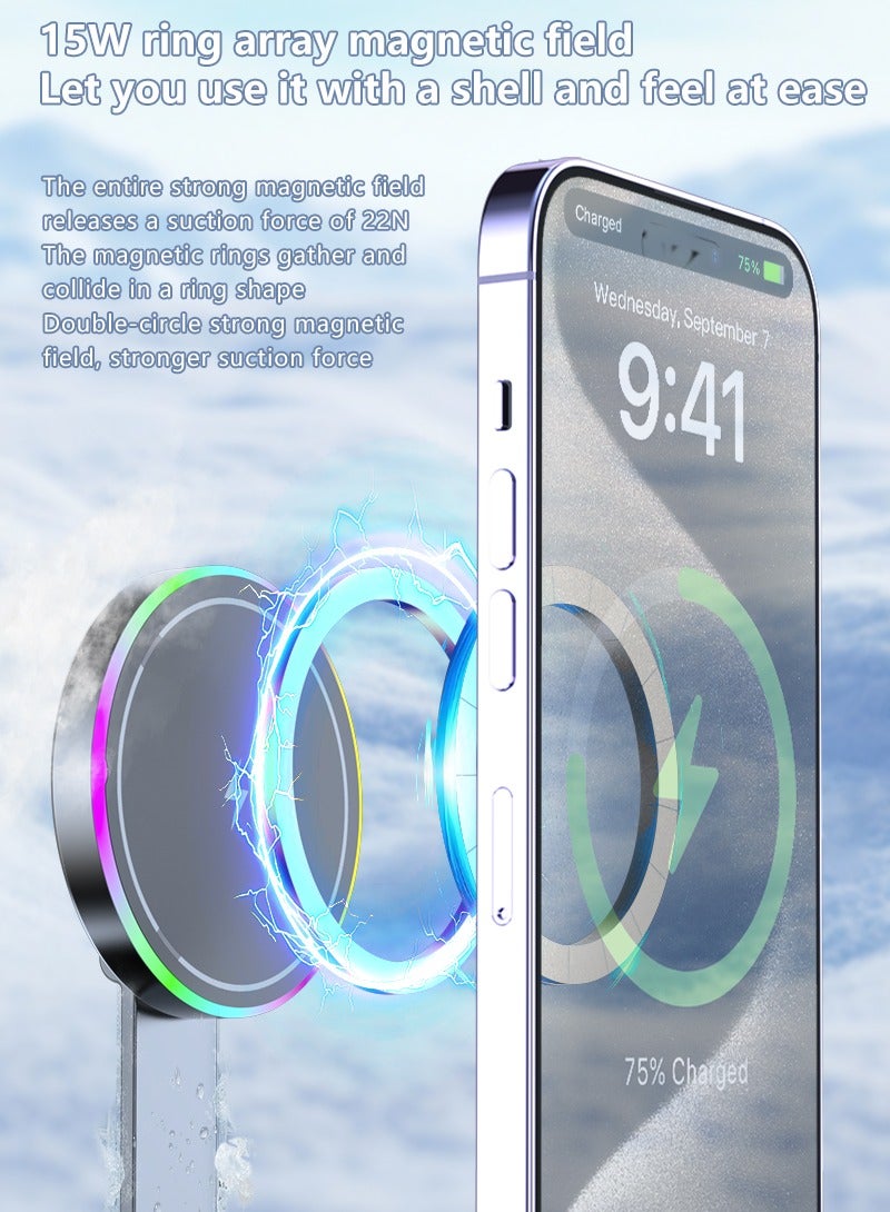 RinGinG Universal Magnetic Wireless Charger Phone Holder (15W Fast Charge) - Alloy Base｜360° Rotation｜Auto Cooling｜Gentle Breathing Light｜Car/Home/Gym/Studio Use  - Image 5