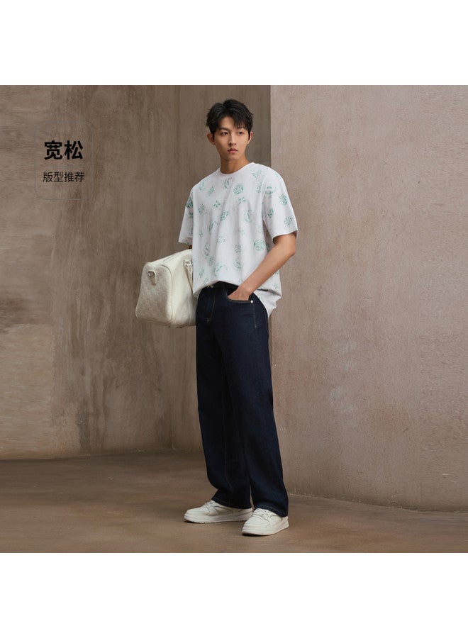 Cabbeen Short Sleeve Men's T-shirt Tang Dynasty Pipa Peony Pattern Design Short Sleeve T-shirt - Image 4