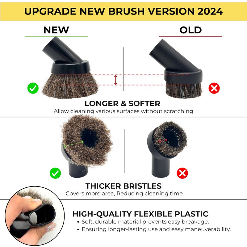 GHAMADE Vacuum Attachments & Brushes for Dyson V7 V8 V10 V11 V15 Gen5: Flexibible Crevice Tool, Horsehair Vacuum Attachment, Traceless Dust Brush (Home, Car Detailing & Corner Cleaning Set) - Image 4
