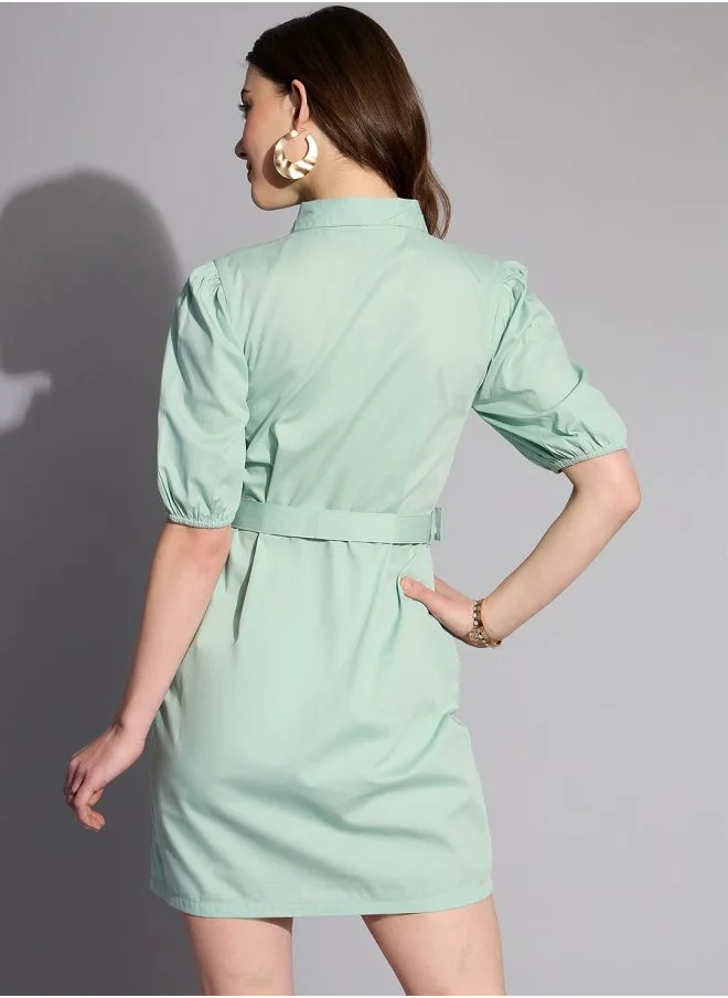 Freehand Women Fitted Casual Solid Shirt Dress
