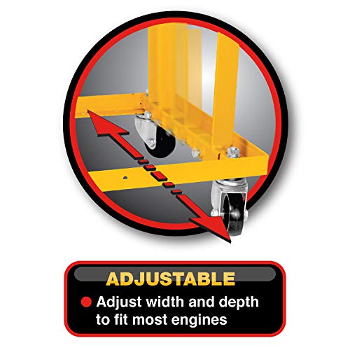 Performance Tool W41037 Rolling Engine Stand with Straps for Vehicle Maintenance, Yellow, 750-lb Capacity - Image 5