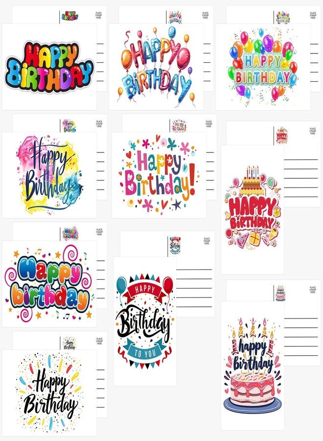 Pinovk 100 Pack Happy Birthday Postcards - Assortment Bulk Birthday Postcards Blank Happy Birthday Postcards 4x6 Inches, 10 Unique Designs, Ideal for Kids, Men, Women, and Elderly - Image 1