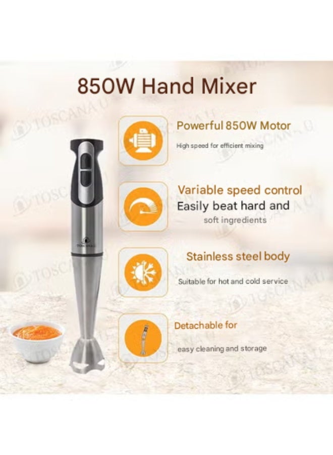TOSCANA U Hand Blender, Electric Mixer, 4 in 1 Electric Hand Blender, Portable Blender, Chopper, Mixer, 850 Watts and 500ml Capacity ST-4331 - Image 5