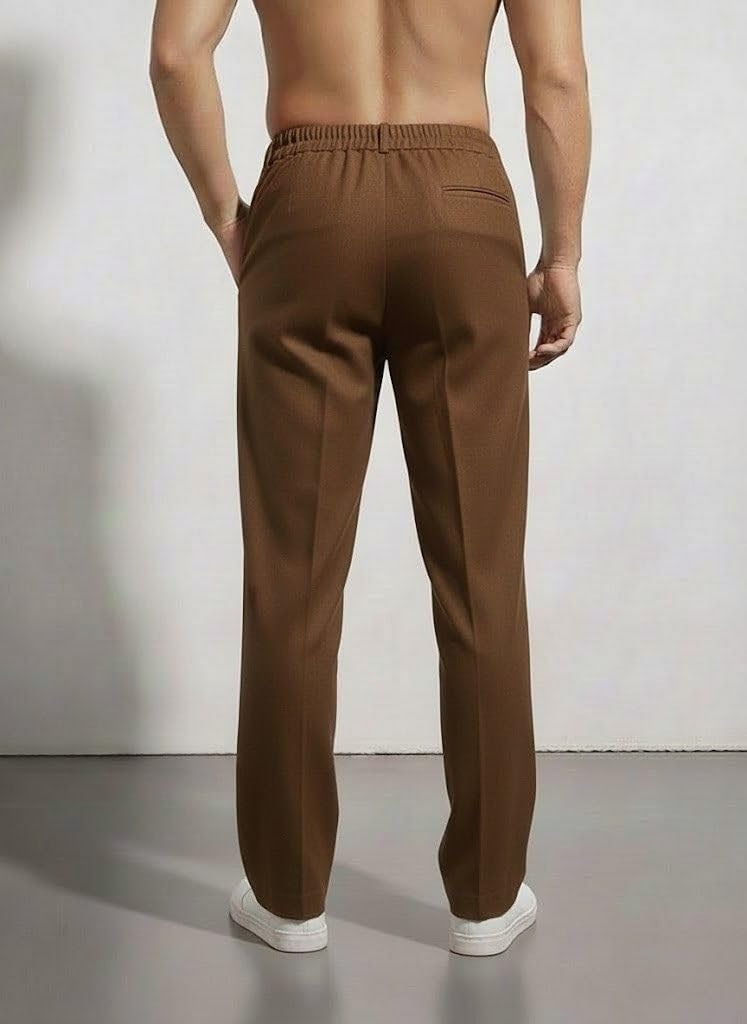 SMOWKLY Casual Trousers for Men |Men’s Regular Fit Straight Pants |Comfortable Stylish Trousers for Men |Soft Fabric Chinos for Everyday Wear, Travel & Office |Linen Cotton Bottom Wear(1692_BRN_32) - Image 2