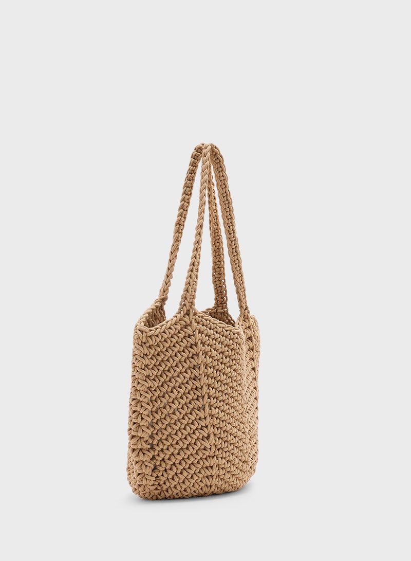Ginger Woven Crochet Shopper Bag - Image 3