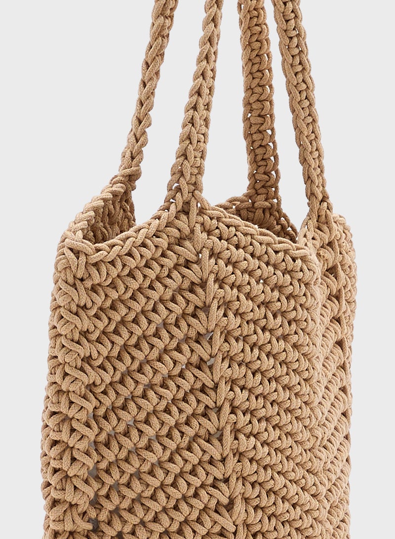 Ginger Woven Crochet Shopper Bag - Image 4