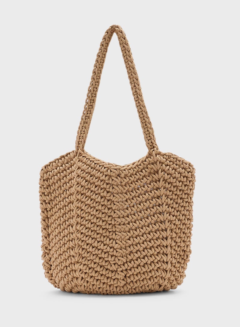 Ginger Woven Crochet Shopper Bag - Image 1