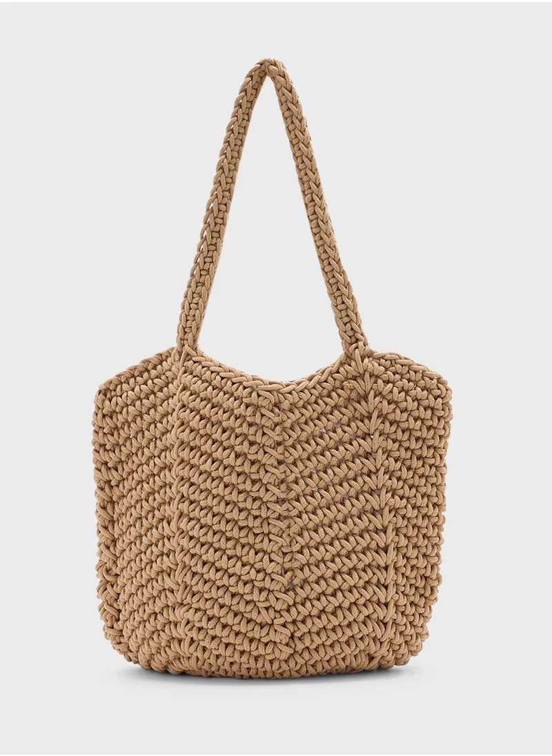 جينجر Woven Crochet Shopper Bag